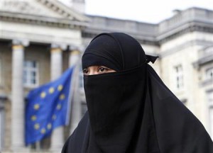 Salma, French national living in Belgium who chooses to wear niqab after converting to Islam, gives interview to Reuters in Brussels